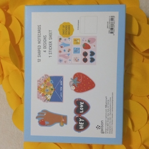 Carolyn Suzuki "Hey Love" 12  Die-Cut Shaped Notecards w/ Stickers NIB - Picture 5 of 10